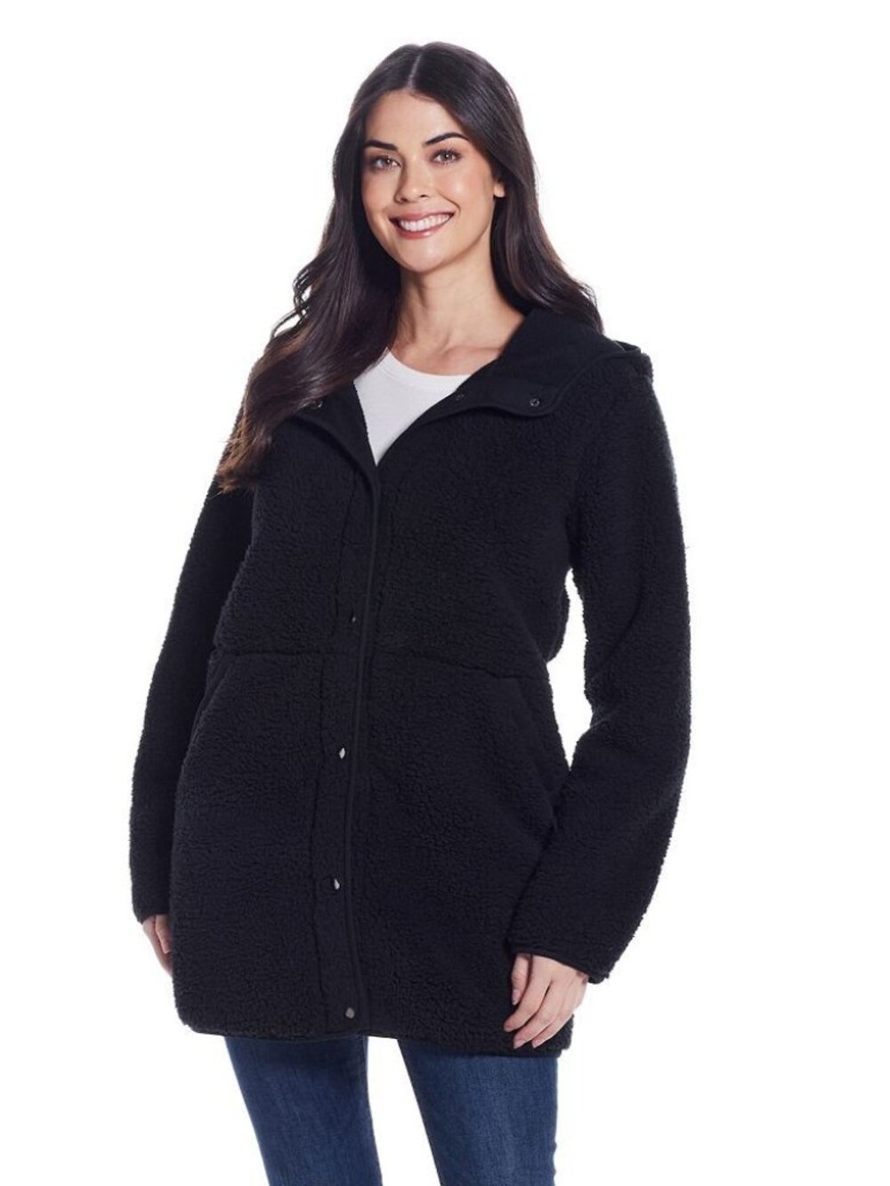 Weatherproof Women's XL Blk Weathercast Hooded Sherpa Fleece Jacket 50% off
